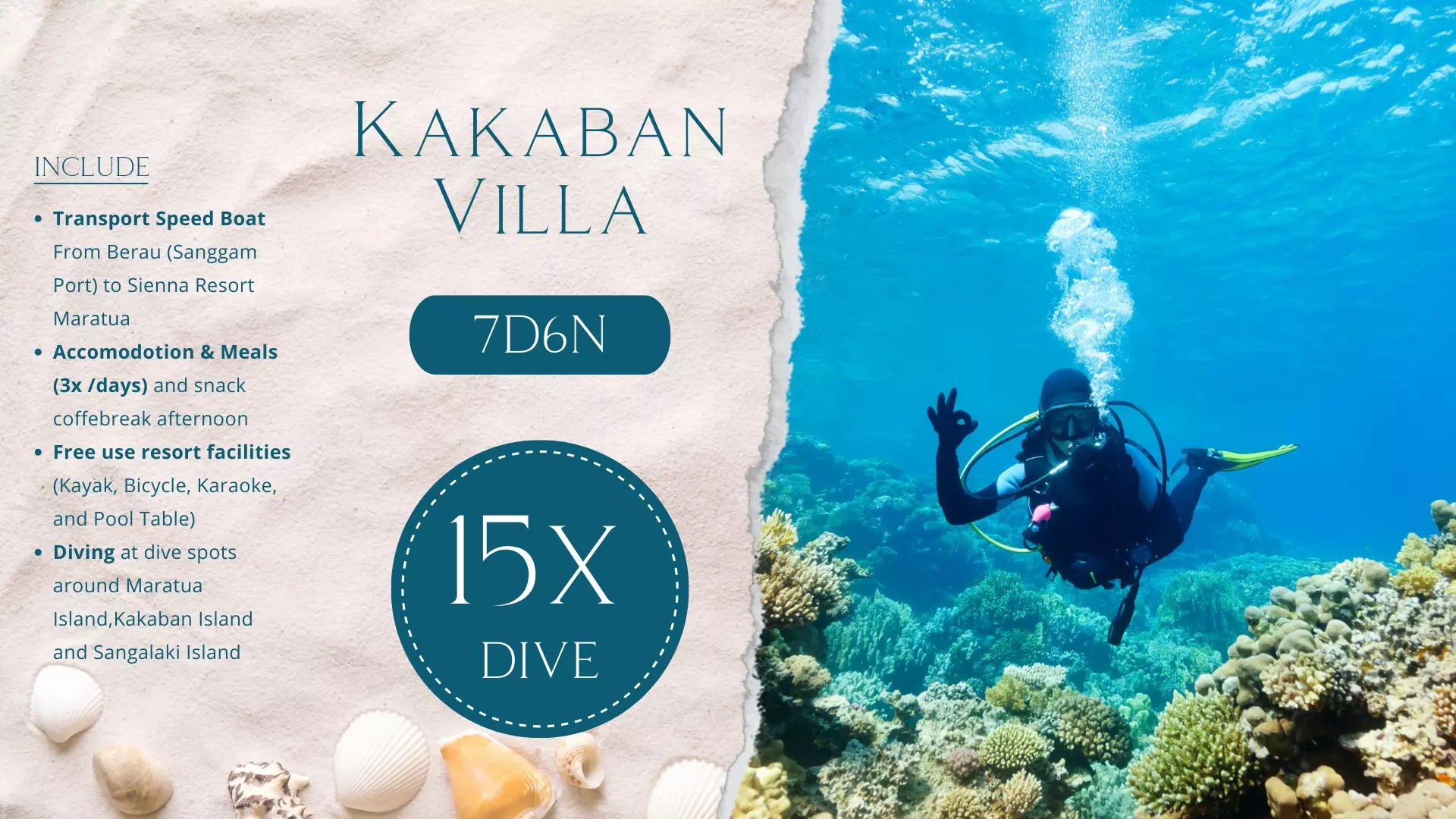 Kakaban Villa 7D6N 15x Dive