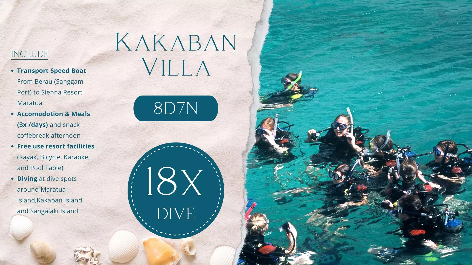 Kakaban Villa 8D7N 18x Dive