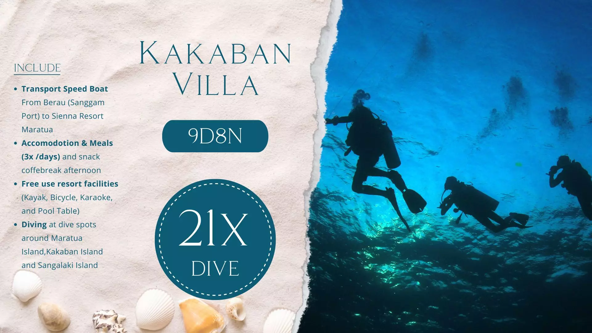 Kakaban Villa 9D8N 21x Dive